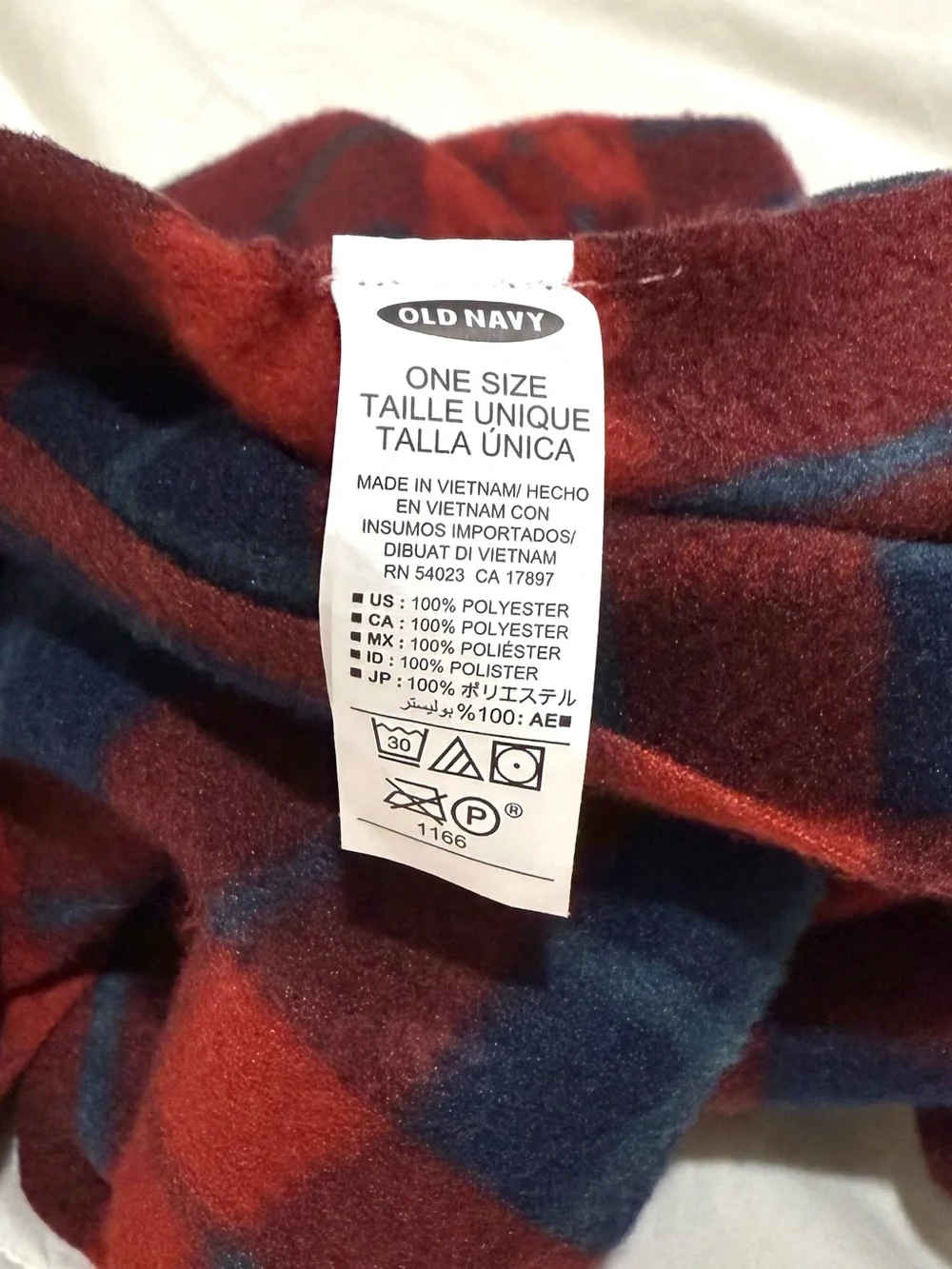 Old Navy Red and Navy Plaid Loop Scarf